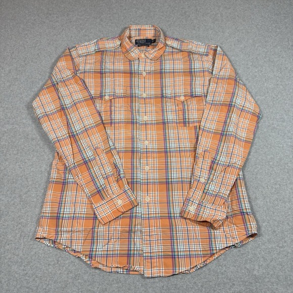 Polo Ralph Lauren Shirt Mens Large Trim Military Epaulette 2 Pocket Utility VTG - Picture 2 of 8